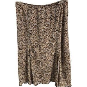 Cute lightweight flowy tan and black skirt. Barbara Garfield. Size 14
